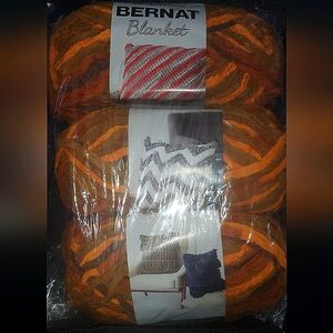 size 6 Bernat Blanket Yarn in Orange and Brown( 3 pack)